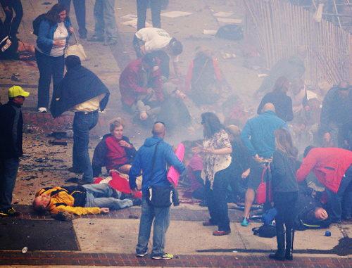 After the terror acts at Boston Marathon finish line. April 15, 2013. Photo by Aaron "tango" Tang, http://www.flickr.com/photos/hahatango/8652857375/in/set-72157633252445135