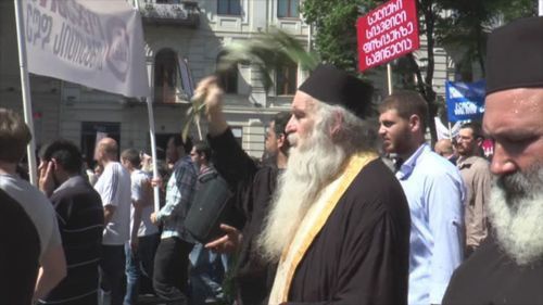 Anti-gay rally in Tbilisi, May 17, 2014. Screenshot from the ‘Caucasian Knot’ video.