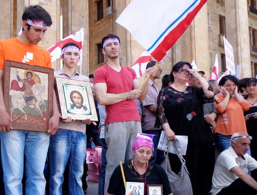 Protest action demanding to amend ante-discrimination law. Tbilisi, May 17, 2014. Photo by Inna Kukudzhanova for the ‘Caucasian Knot’. 