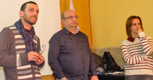 Activists of non-governmental organizations (NGOs) have held a training session in Tbilisi for local residents. February 8, 2015. Photo by Beslan Kmuzov for the "Caucasian Knot"