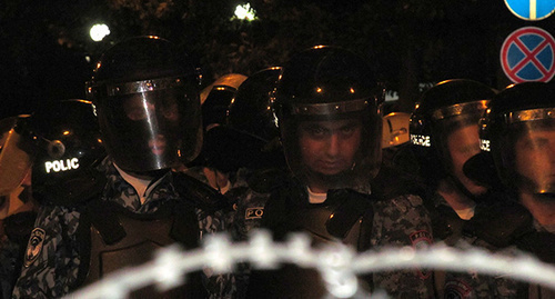 The Armenian police during the protest actions in summer 2016. Photo by Tigran Petrosyan for the "Caucasian Knot"