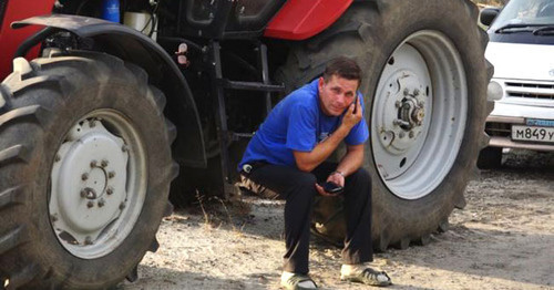 A participant of the "tractor march". Krasnodar Region, August 2016. Photo: RFE/RL