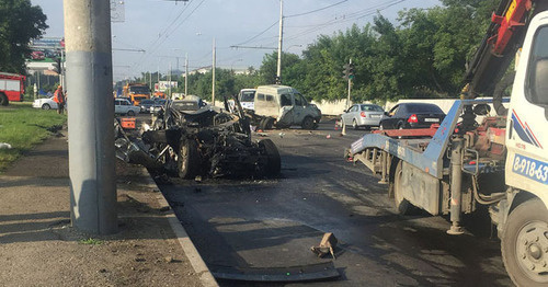 At the site of the road accident in Krasnodar, June 29, 2017. Photo: Типичный Краснодар/vk.com