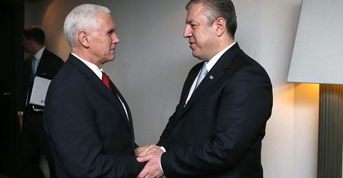 Mike Pence and Giorgi Margvelashvili (right). Photo: FB/Giorgi Kvirikashvili