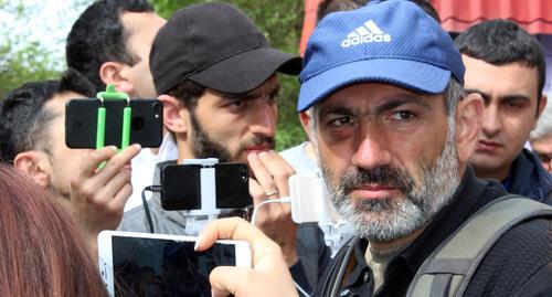 Nikol Pashinyan during protests in Yerevan, April 20, 2018. 