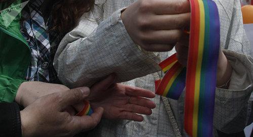 An LGBT rally. Photo Sputnik / Vadim Zhernov https://sputnik-georgia.ru/Tbilisi/20171106/238066336/Sportivnyj-LGBT-skandal-v-Gruzii-akcija-protesta-snova-proshla-v-Tbilisi.html