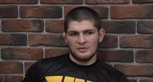 Khabib Nurmagomedov. Screenshot from video: https://ru.wikipedia.org/ Время спорта - https://www.youtube.com/watch?v=HWyclHTd89o