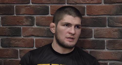 Khabib Nurmagomedov. Screenshot from video at https://ru.wikipedia.org/ Время спорта - https://www.youtube.com/watch?v=HWyclHTd89o