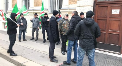 Chechen refugees at a rally in Vienna. Photo courtesy of Ibragim Nikarkho