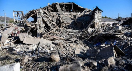 A home destroyed by shelling in Nagorno-Karabakh. Photo by the NK information centre