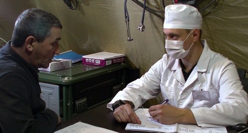 Russian military doctors start serving patients in Stepanakert. Photo: http://mil.ru/russian_peacekeeping_forces/media/photo/gallery.htm?id=85138@cmsPhotoGallery