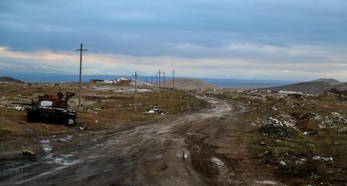 A burnt tank. December 14, 2020. Photo by Aziz Karimov for the "Caucasian Knot"