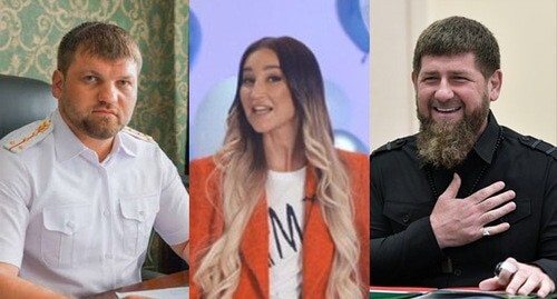 Idris Cherkhigov, Olga Buzova, Ramzan Kadyrov. Photo collage prepared by the Caucasian Knot