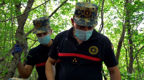 Karabakh rescuers found remains of a soldier. Photo: Facebook