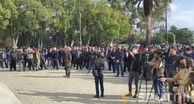 A protest action in Sukhumi. November 4, 2021. Screenshot of the video t.me/SputnikAbkhazia