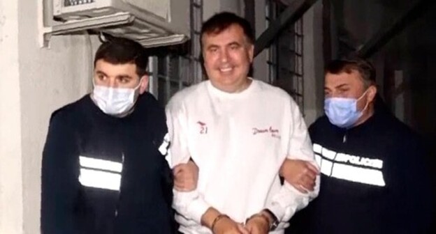 Saakashvili is delivered to a prison in Rustavi. October 1, 2021. Screenshot of the video by the Georgian Ministry of Internal Affairs (MIA) https://www.facebook.com/watch/?ref=external&amp;v=1490796041293652