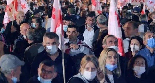 Supporters of Mikhail Saakashvili hold a rally in Tbilisi, October 14, 2021. Photo by Inna Kukudzhanova for the Caucasian Knot