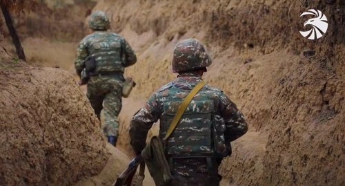 Servicemen of the Armenian Army. Screenshot of the video posted by the press service of the Ministry of Defence of Armenia, https://mil.am/hy/news/10107