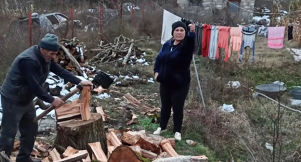 The residents of Nagorno-Karabakh struggle without gas. December 2020. Screenshot of the video by the "Caucasian Knot" https://www.youtube.com/watch?v=WbFAlhtlSMo&amp;feature=emb_logo