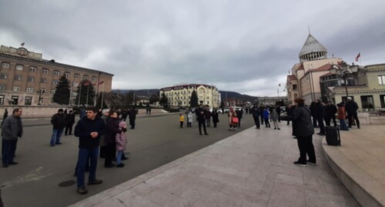 The participants of the peaceful action held in Stepanakert, March 12, 2022. Photo by Alvard Grigoryan for the "Caucasian Knot"