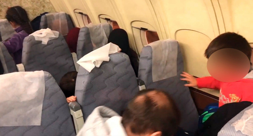 Children of natives of Adygea and Dagestan arrived in Russia on board the plane of the Ministry of Defense. Image made from video posted by TV Company ‘Zvezda’, https://tvzvezda.ru/news/2022415314-RfqlV.html Children of natives of Adygea and Dagestan arrived in Russia on board the plane of the Ministry of Defense. Image made from video posted by TV Company ‘Zvezda’, https://tvzvezda.ru/news/2022415314-RfqlV.html