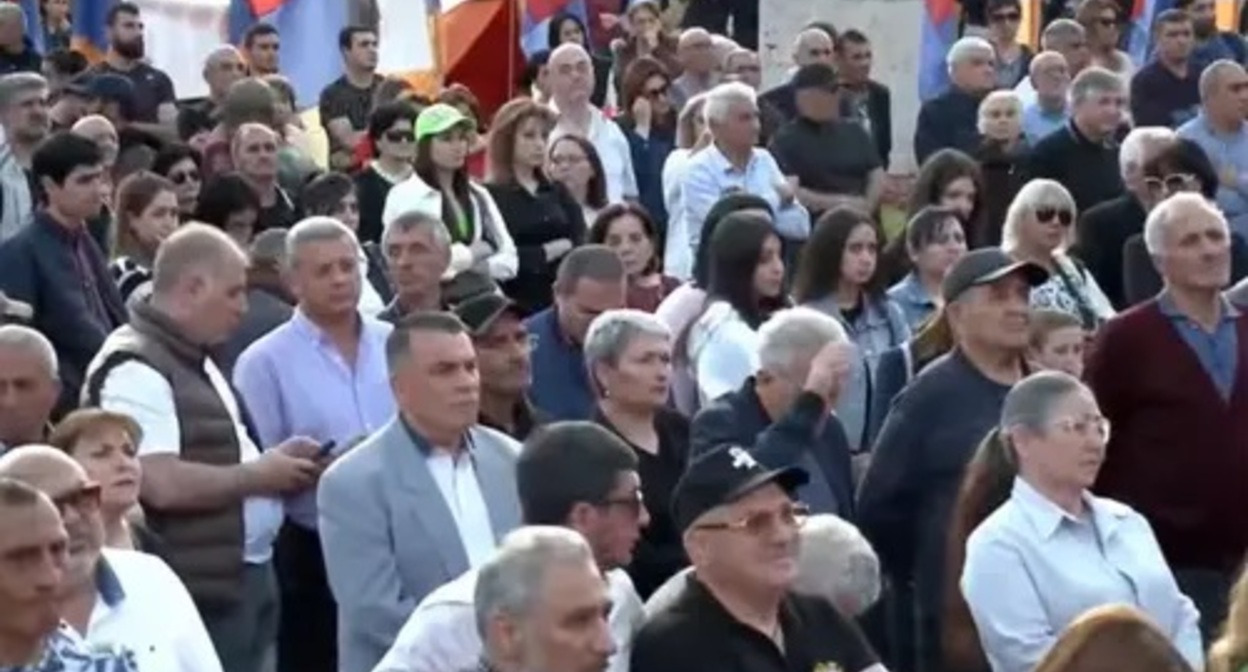 A protest action in Yerevan. Screenshot of the video https://www.youtube.com/watch?time_continue=706&amp;v=qpt7oFeZ53E&amp;feature=emb_logo