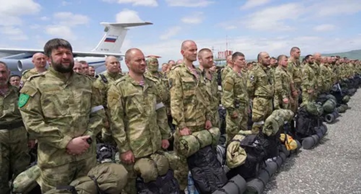 Volunteers before being detached to Ukraine. Photo: IA ‘Grozny-Inform’ 