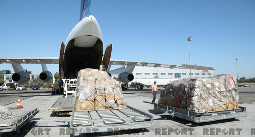 Humanitarian aid intended for Ukraine. Photo:  REPORT AZ https://report.az/xarici-siyaset/sumqayit-ukraynaya-humanitar-yardim-gonderir/