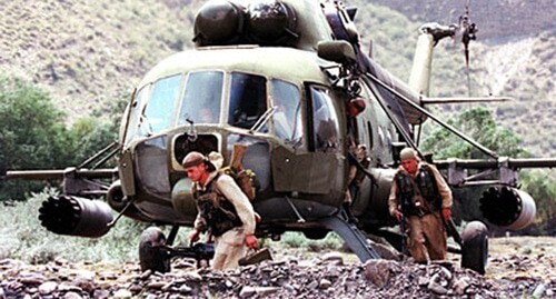 Special forces of the Russian military intelligence in the Botlikh District of Dagestan, August 25, 1999. Photo: http://www.aeronautics.ru/chechnya/cgallery.htm