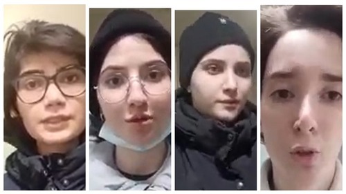 The girls from Dagestan, held by border guards at the "Verkhniy Lars" checkpoint. Screenshots of the video posted on Svetlana Anokhina's Facebook*, collage by the "Caucasian Knot" https://m.facebook.com/mk.ksana?
Коллаж "Кавказского узла" из стоп-кадров видео, опубликованного в eav=Afa8GrKigGFGet6zeJTzNx7j6jgEpCAZtbrjbTp4HQwOU-nh-b2hvLK6wSyE-ce0SwA&paipv=0 The girls from Dagestan, held by border guards at the "Verkhniy Lars" checkpoint. Screenshots of the video posted on Svetlana Anokhina's Facebook*, collage by the "Caucasian Knot" https://m.facebook.com/mk.ksana?
Коллаж "Кавказского узла" из стоп-кадров видео, опубликованного в eav=Afa8GrKigGFGet6zeJTzNx7j6jgEpCAZtbrjbTp4HQwOU-nh-b2hvLK6wSyE-ce0SwA&paipv=0
