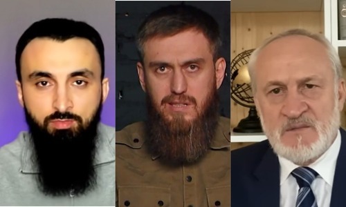 Tumso Abdurakhmanov, Chingiz Akhmadov, and Akhmed Zakaev. Screenshots of the videos posted on Akhmadov's Telegram channel and on the YouTube channels of Abdurakhmanov and Zakaev 