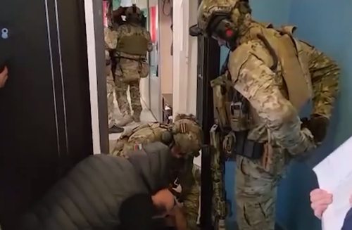 The police detains Timur Idalov. Screenshot of the video by the  investigative department of the Investigative Committee of Russia in Moscow, https://t.me/skmoscowgsu/1803