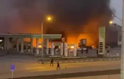 An explosion at a fuelling station located in the highway near the village of Novy Khushet. September 27, 2024. Photo: 112 / T.me