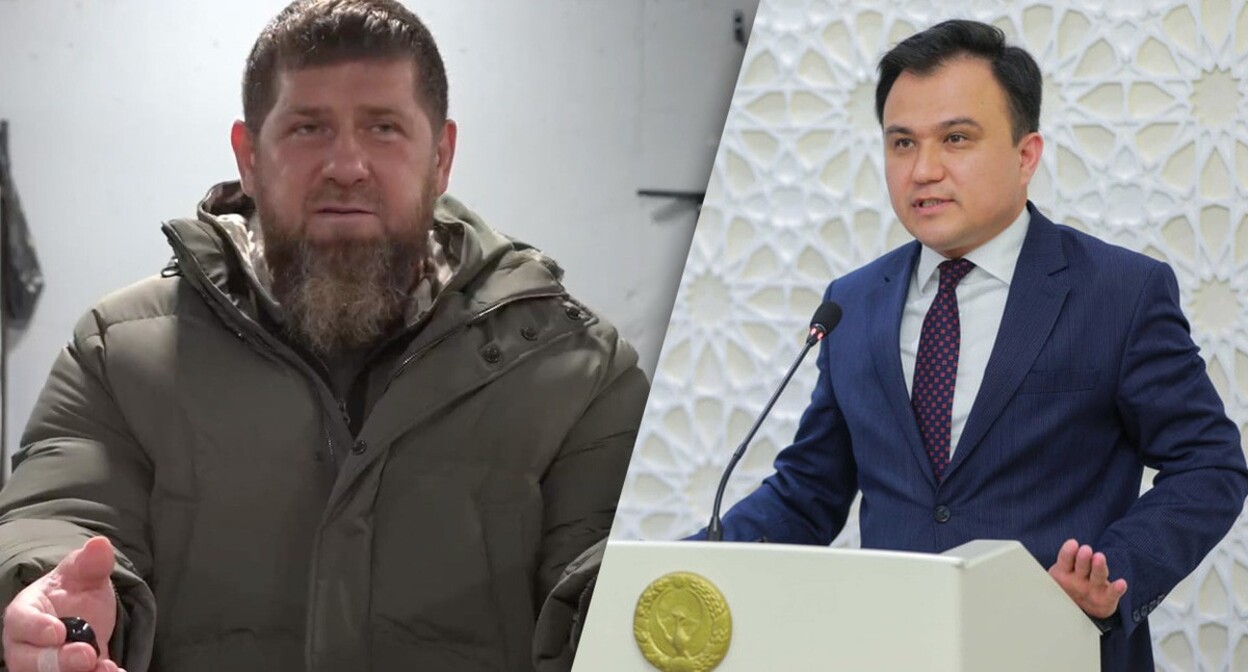 Ramzan Kadyrov and Odiljon Tozhiev. Photo: screenshot of a video https://t.me/RKadyrov_95, the Legislative Chamber