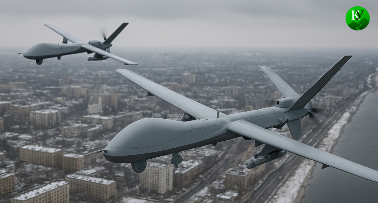 A UAV in flight. Illustration created by the Caucasian Knot using AI in the Copilot program. A UAV in flight. Illustration created by the Caucasian Knot using AI in the Copilot program.