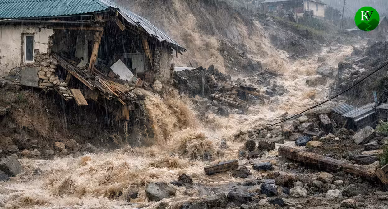 A flood destroyed a house. Illustration created by the Caucasian Knot using AI in the Copilot program. A flood destroyed a house. Illustration created by the Caucasian Knot using AI in the Copilot program.