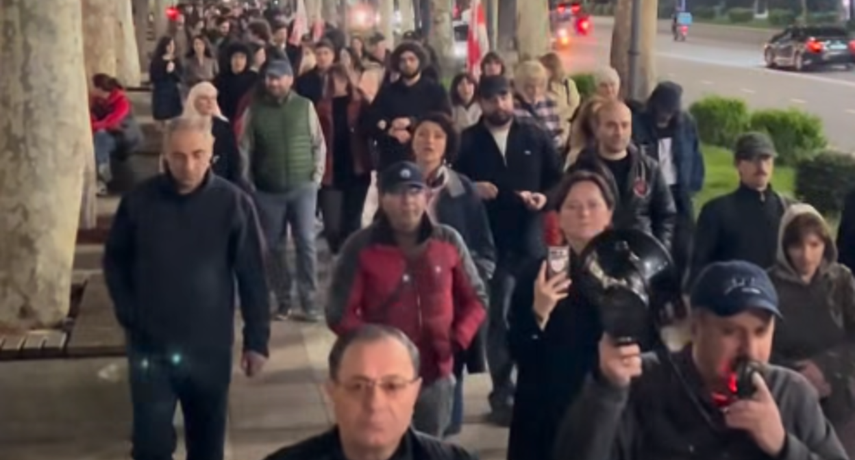 A still from a protest march in Tbilisi in support of children with Duchenne muscular dystrophy. Photo: MO SE / Facebook A still from a protest march in Tbilisi in support of children with Duchenne muscular dystrophy. Photo: MO SE / Facebook