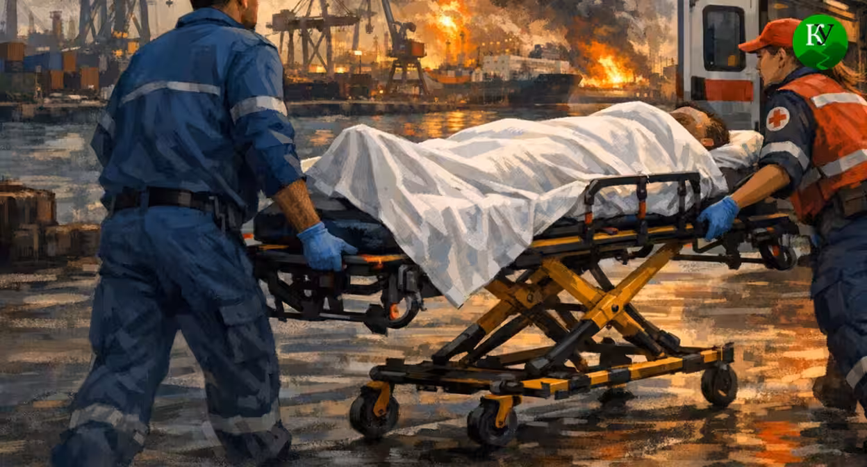 An ambulance and a victim of a drone attack. Illustration created by Caucasian Knot using AI in the Copilot program. An ambulance and a victim of a drone attack. Illustration created by Caucasian Knot using AI in the Copilot program.