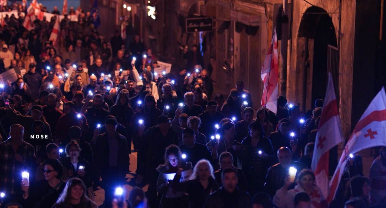 Participants of the march in Tbilisi. Screenshot from photo by Georgy Mosiashvili dated 23.10.26, https://www.facebook.com/photo?fbid=4478239405824130&set=pcb.4478243209157083 (the activities of the company Meta, which owns the social network, are banned in Russia) Participants of the march in Tbilisi. Screenshot from photo by Georgy Mosiashvili dated 23.10.26, https://www.facebook.com/photo?fbid=4478239405824130&set=pcb.4478243209157083 (the activities of the company Meta, which owns the social network, are banned in Russia)